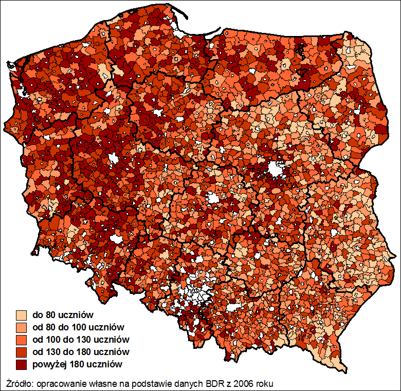 Rys. 4 Średnia liczba uczniów w