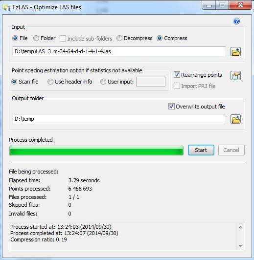 Aplikacje do przetwarzania danych LiDAR (20) Esri LAS Optimizer narzędzie do kompresji plików LAS do formatu zlas (format Esri) oraz dekompresji powrotnej; wersje 32 i 64 bit; program
