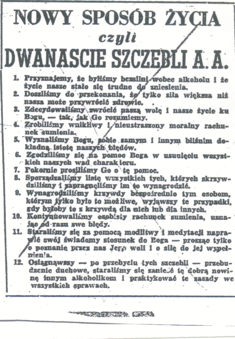 KRÓTKA HISTORIA WSPÓLNOTY AA w POLSCE 1957 Pojawienie się idei AA w Polsce. Nieudana próba założenia grupy AA w Poznaniu. Przyjęliśmy, że upowszechnienie idei AA w Polsce jest zasługą socjologa prof.