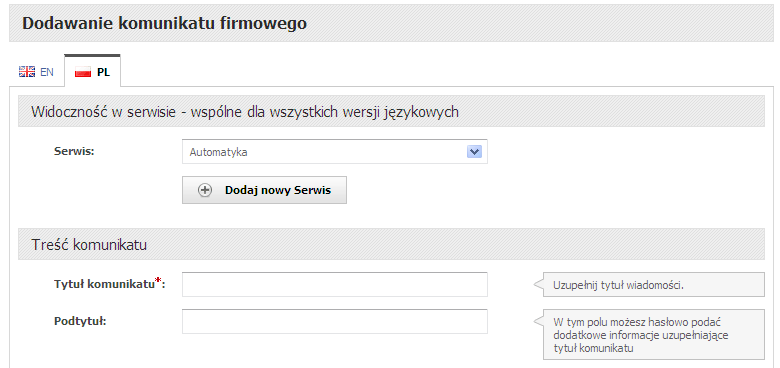 Jak zaprezentować komunikaty i wydarzenia firmy użytkownikom Serwisów branżowych xtech.pl? 2.