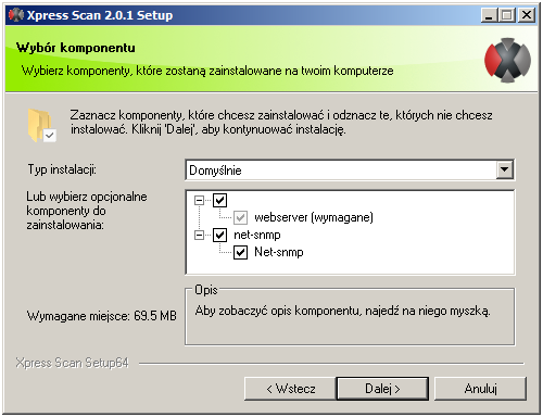 Wybór instalacji dla użytkownika (standardowo dla wszystkich) Webserver, Net-snmp: niezbędne komponenty do komunikacji z