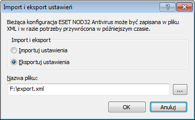 Czynności wykonywane podczas eksportu konfiguracji są bardzo podobne. W głównym oknie programu kliknij kolejno opcje Ustawienia > Importuj i eksportuj ustawienia.