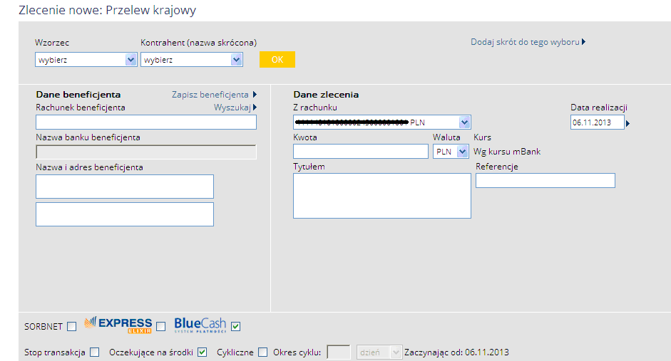 Zasady realizacji zleceń Przelewu Natychmiastowego BlueCash Przelew Natychmiastowy BlueCash jest płatnością realizowaną w złotych z rachunku bankowego zleceniodawcy prowadzonego w walucie PLN na