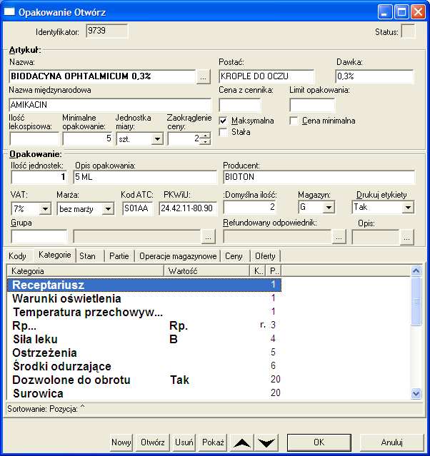 Zaklasyfikowanie do receptariusza odbywa się za pomocą kategorii Receptariusz w zakładce Kategorie, poprzez wybranie z menu kontekstowego odpowiedniej