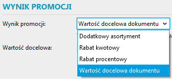 Wynik promocji w tej sekcji należy określić, co będzie efektem zastosowania promocji.