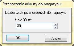 Górna tabelka w oknie Magazyn arkuszy pokazuje listę arkuszy dostępnych w magazynie, natomiast dolna - wszystkie arkusze dostępne na liście bieżącego projektu (Rys. 56 na poprzedniej stronie).