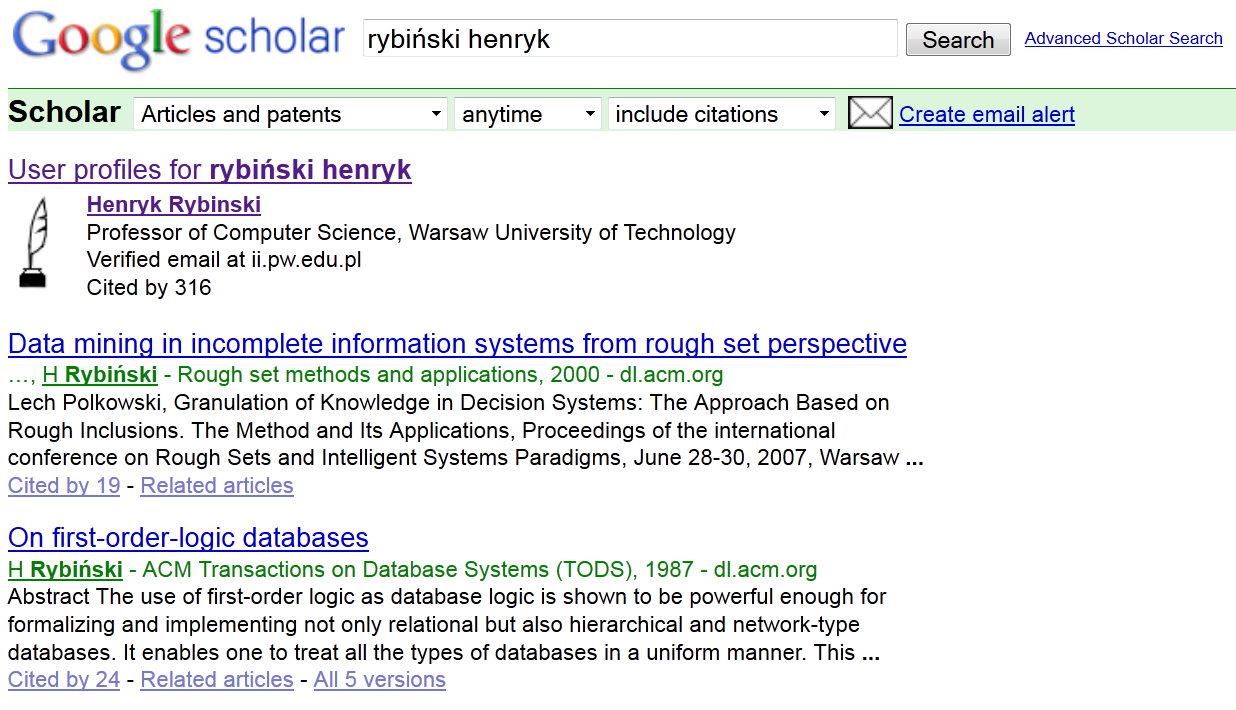 Google Scholar Citations usługa Usługa dostępna od lipca 2011 r.