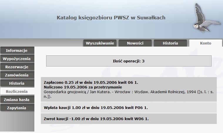 Klikając w zakładkę Rozliczenia uzyskasz historię dokonywanych opłat za przetrzymanie.