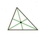 Środkową trójkąta nazywamy odcinek łączący wierzchołek trójkąta ze środkiem przeciwległego boku. Środkowe przecinają się w jednym punkcie, który nazywamy środkiem ciężkości.