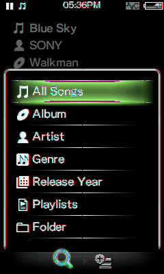 42 Odtwarzanie muzyki Wyszukiwanie utworów Po wybraniu (wyszukiwanie) na ekranie odtwarzania muzyki lub ekranie listy zostaje wyświetlone menu wyszukiwania.