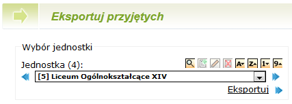 Rekrutacja uzupełniająca Następnie w sekcji Eksport należy wybrać format ZOU i kliknąć przycisk Eksportuj. Możliwe jest otwarcie lub zapisanie pliku na dysku. Należy wybrać drugą opcję.
