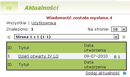 Narzędzia Widok od strony Kandydata Aktualność wpisana przez użytkownika Punktu Naboru zostanie wyświetlona na stronie głównej kandydata. Rysunek 130. Aktualność widoczna na stronie głównej kandydata.