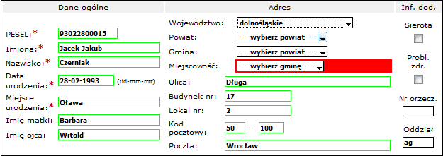 Etapy prac Rysunek 15. Przykładowa lista uczniów Modyfikacja zbiorcza.
