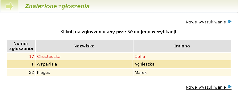 Etapy prac Rysunek 28. Wyświetlanie zgłoszeń w postaci listy. System wyświetli zgłoszenie kandydata.