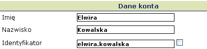 Zarządzanie kontami innych użytkowników danego gimnazjum Rysunek 56. Tworzenie nowego konta identyfikator nadawany automatycznie.