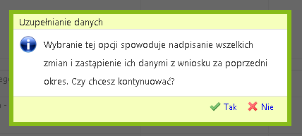Rysunek 25. Informacja o uzupełnieniu danych. Warunek!