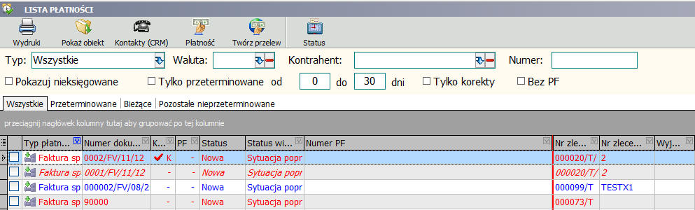 Zmiany w raportach Do wielu raportów standardowych dodano mozliwość wyboru działu Lista płatności Widok płatności zmieniono na listę typu CxGrid, co pozwala użytkownikowi na większą