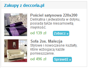 zdjęcia 79x79 pikseli, tekstu reklamowego do 150 znaków oraz