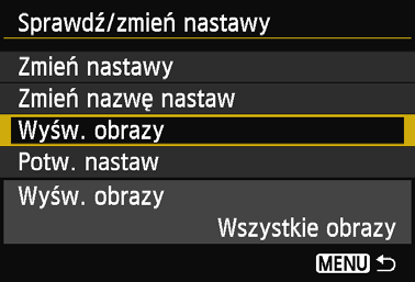 Określanie wyświetlanych obrazów Obrazy wyświetlane ze smartfona można określić za pomocą aparatu. 1 Wybierz pozycję [Funkcja Wi-Fi].