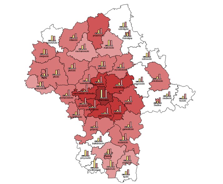 Dodatkowe dane pozyskane z BDR gromadzone w Systemie AMRON: mieszkania ogółem ludność w miastach w % ogółu ludności ludność w wieku przedprodukcyjnym, produkcyjnym i poprodukcyjnym