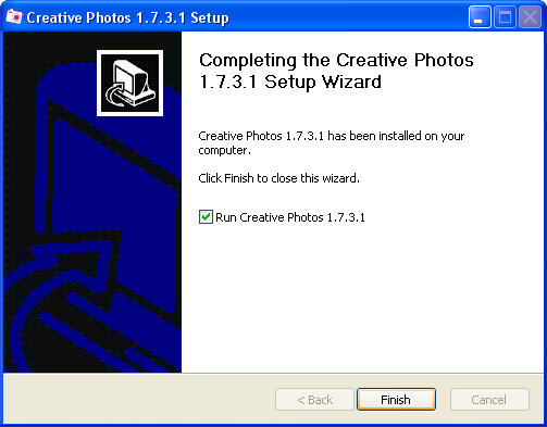 1. INSTALACJA PROGRAMU: Zainstaluj program Creative Photos na swoim komputerze. W tym celu kliknij dwa razy na ikonę programu Creative photos.
