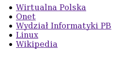 MENU w CSS Tworzymy listę zawierającą poszczególne składniki menu uzuwając znacznika <ul>. Wiecej zmian w dokumencie HTML nie dokonujemy.