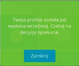 Przy ponownej próbie wysłania przez dziecko komunikatu (zanim nastąpiło doładowanie telefonu przez rodzica/opiekuna) system wygeneruje informację: Doładowanie może byd wykonane z dowolnego rachunku.