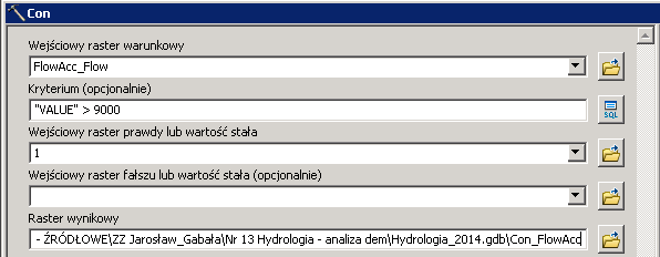 Przygotowałe(a)ś się do utworzenia rastra, na którym wyznaczone zostaną granice zlewni Dopływu spod Wielkiej Drogi.