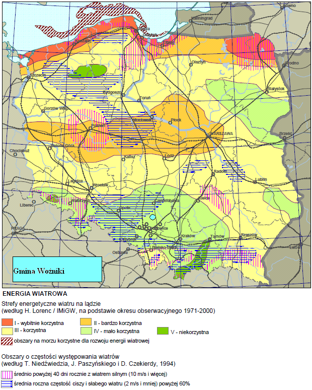 Babienica- pojedyncza moc siłowni wynosi 0,5MW, wyposażona w wirnik o średnicy 40 m zainstalowany na wieży o wysokości 80 m.