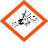 HHS02: symbol GHS04: symbol GHS06: symbol GHS08: symbol Dgr: kod hasła ostrzegawczego: Niebezpieczeństwo Wybuchowe Ostra toksyczność Palne Ostra toksyczność kat. 4.
