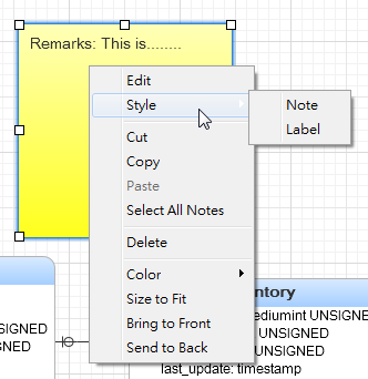 Navicat Data Modeler Win 42 Tworzenie notatek oraz etykiet Komentarze oraz etykiety wykorzystywane są głównie w celu dokumentacji danej części diagramu lub struktury przedstawionej w diagramie.