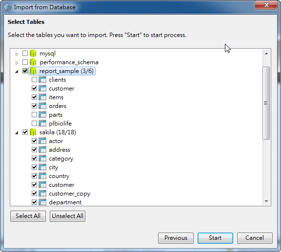 Navicat Data Modeler Win 81 Wybó r tabel do zapisu w bazie danych Możesz wybrać dowlną bazę danych,