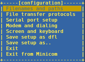 Program Minicom Skróty klawiszy: Ctrl + A O konfiguracja Ctrl + A X wyjście z programu
