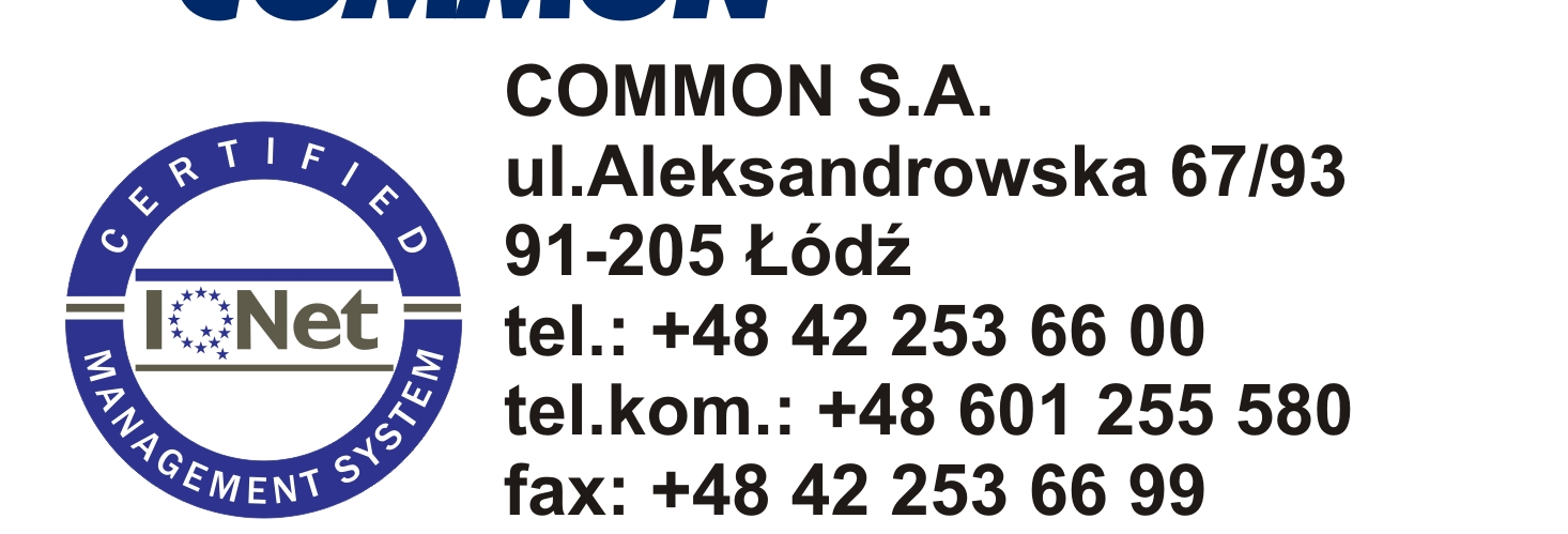 Przelicznik Objętości Domino Dokumentacja techniczno-ruchowa i instrukcja obsługi DOMI/002U Łódź, czerwiec 2012 r. Uwaga: COMMON S.A.