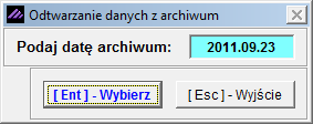 KONFIGURACJA: tworzenie i odtwarzanie archiwum: Komunikaty o błędach przy