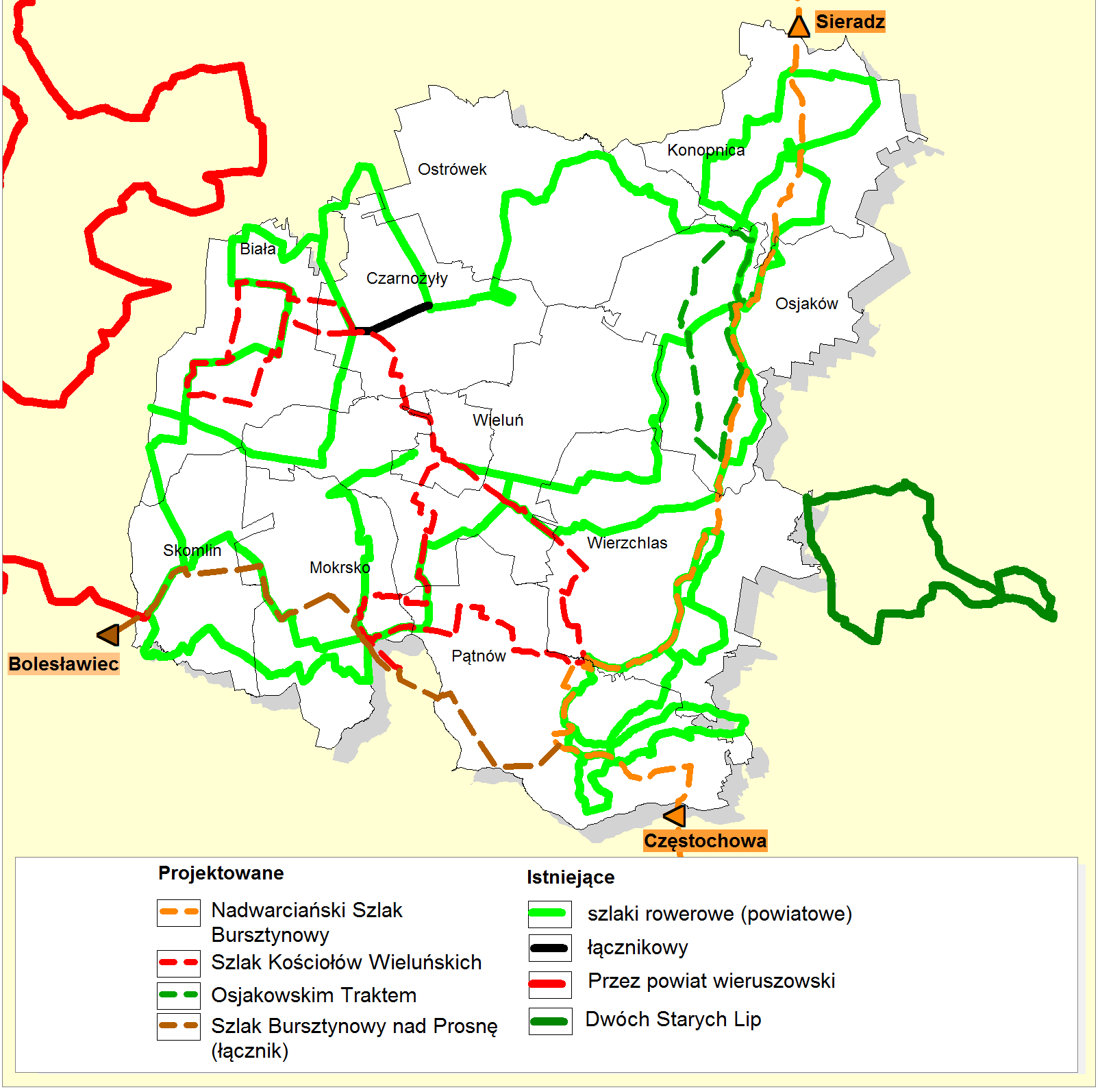 2. Opis ścieżek rowerowych i turystycznych szlaków rowerowych Przebieg ścieżek rowerowych codziennego ruchu mieszkańców bardzo często pokrywa się z przebiegiem turystycznych szlaków rowerowych.