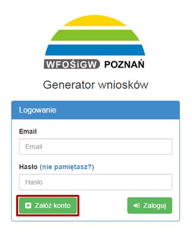 Część I - Instrukcja obsługi Generatora Wniosków 1. Zakładanie i obsługa konta użytkownika 1.1. Zakładanie konta: Generator Wniosków dostępny jest pod adresem http://generator.wfosgw.poznan.