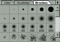 Rysunek 5: Paleta Color. Rysunek 6: Paleta Swatches. 2.5 Paleta Swatches Paleta ta (rys. 6) zawiera 256 próbek kolorów. W przypadku pracy nad obrazem w trybie RGB paleta zawiera domyślne kolory.