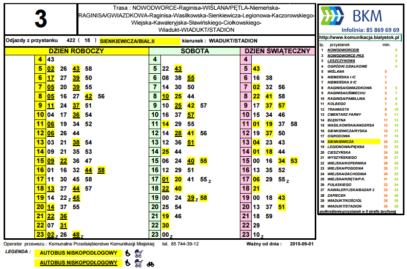 Ryc. 9. Rozkład jazdy linii 11 z przystanku 323 (z okolic DS 1 UwB w kierunku Instytutu Biologii UwB) Ryc. 10.
