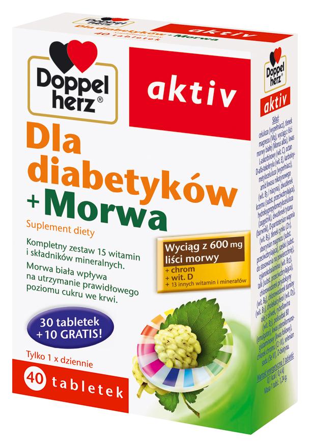 Dla diabetyków + Morwa 40 tabletek w cenie 30 Wysoka dawka wyciągu z 600 mg liści morwy + Kompletny