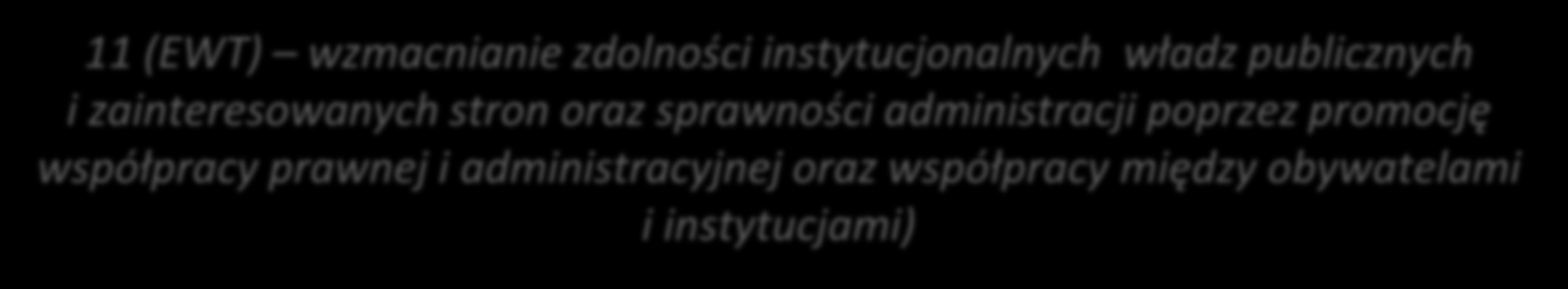 Oś priorytetowa 5 Zwiększenie wydajności współpracy podmiotów lokalnych na obszarze Południowego Bałtyku na rzecz "niebieskiego" i "zielonego" wzrostu 11 (EWT) wzmacnianie zdolności instytucjonalnych