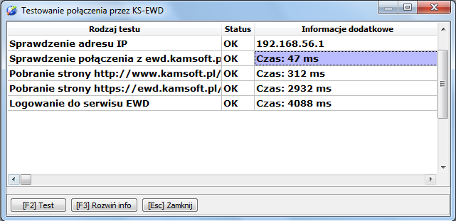 Rys 3. Lista serwisów KS-EWD W zakładce Ustawienia można dokonać zmian konfiguracji. Po rejestracji należy wykonać test połączenia dostępny w module ASW44-Komunikcja w zakładce KS-EWD.