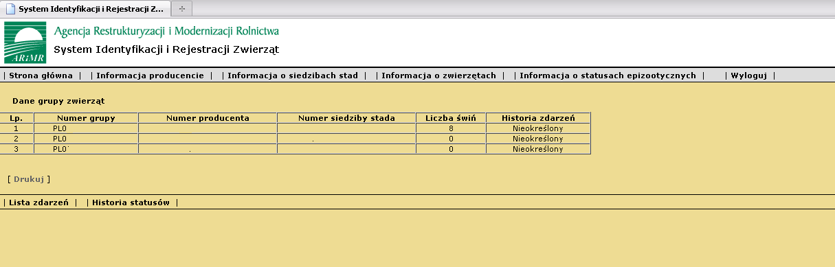 Rysunek 31. Brak wyników wyszukiwania potomstwa 3.