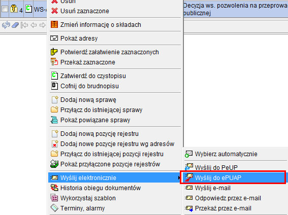 4. Obsługa pisma wychodzącego epuap F8WEB WDR - Integracja z epuap - Instrukcja Użytkownika 4.1. Zalogować się do systemu FINN 8 SQL WEB. 4.2.