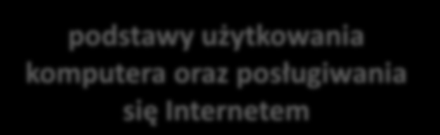 Etapy rozwoju e-obywatela podstawy użytkowania komputera oraz posługiwania się Internetem Korzystanie ze świata zasobów i usług on-line w obszarach wiadomości, administracji, konsumenckich, podróży,