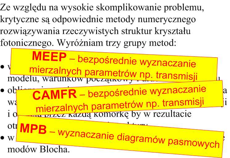 Strefa Brillouina Diagramy pasmowe Kiedy stała dielektryczna jest funkcją periodyczną, rozwiązanie równania podstawowego przyjmuje postać: W tym układzie