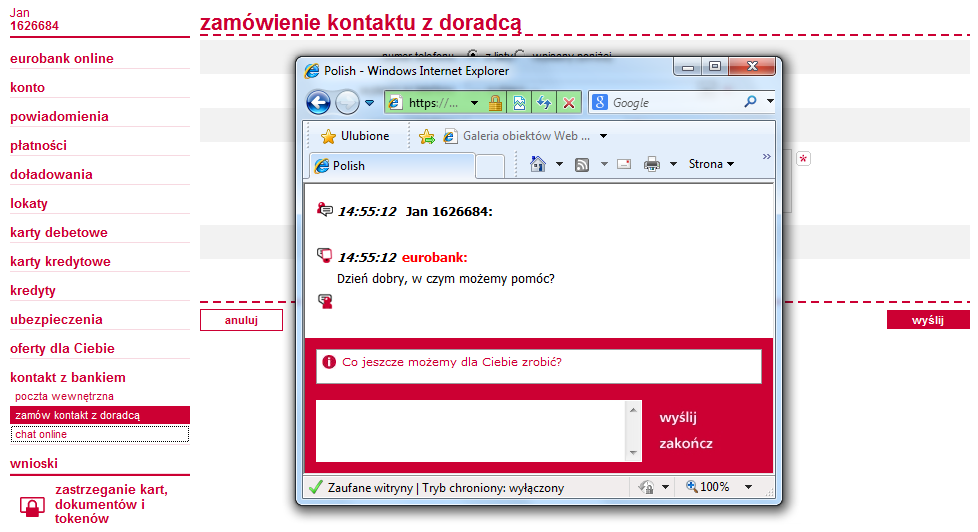 typ wiadomości (komunikaty informacje wysyłane do szerokiej grupy, lub wiadomości informacje od banku będące odpowiedzią na zadane pytanie) status wiadomości (otrzymane lub wysłane) tekst zawarty w