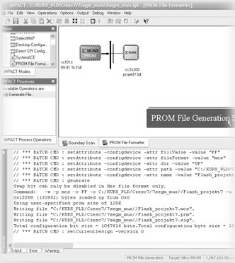 Programowanie konfiguratora (Flash) Jak już wielokrotnie wspominaliśmy, konfigurator (czyli pamięć Flash z interfejsem szeregowym i w przypadku układu XCF01S także JTAG) służy do przechowywania