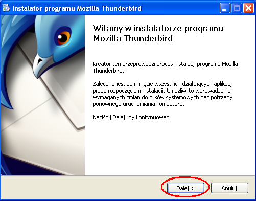 2. Konfiguracja klienta pocztowego Mozilla Thunderbird Dla osób, którym nie przypadł do gustu program Outlook Express przedstawiamy konfigurację innego klienta poczty o nazwie Mozilla Thunderbird.