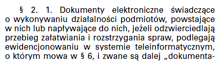 Dokument elektroniczny ewidencjonowany Rozporządzenie Ministra Spraw Wewnętrznych i Administracji z dnia